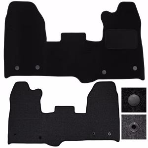 Ford Transit Custom Carpet Floor Mat 2015-2023 – One Piece Full Width Black Van Mat with Heel Pad & Anti-Slip Backing