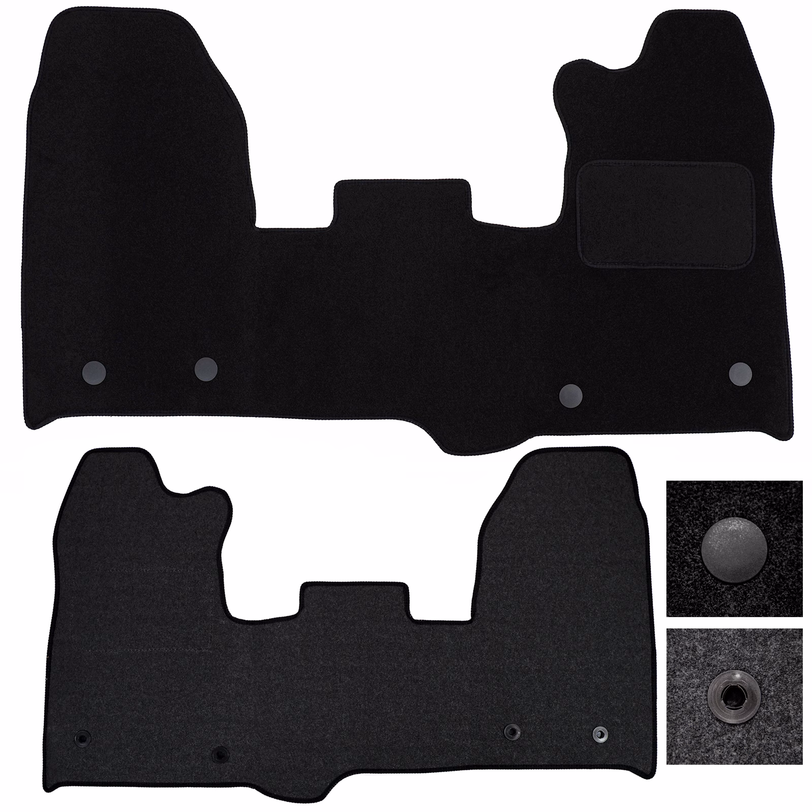 Ford Transit Custom Carpet Floor Mat 2015-2023 – One Piece Full Width Black Van Mat with Heel Pad & Anti-Slip Backing